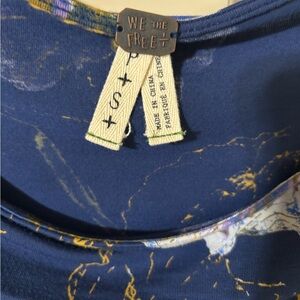 We The Free Blue Tank Top with Artistic Design